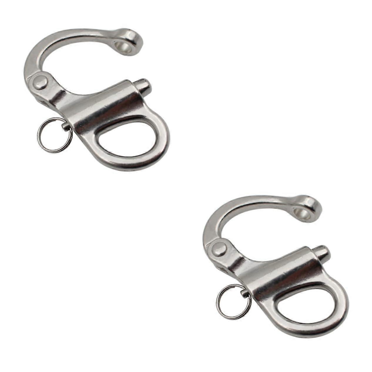 Eye Snap Shackle Stainless Steel Quick Release Boat Hardware, Fixed Bail Rigging Shackle, 2-Pack