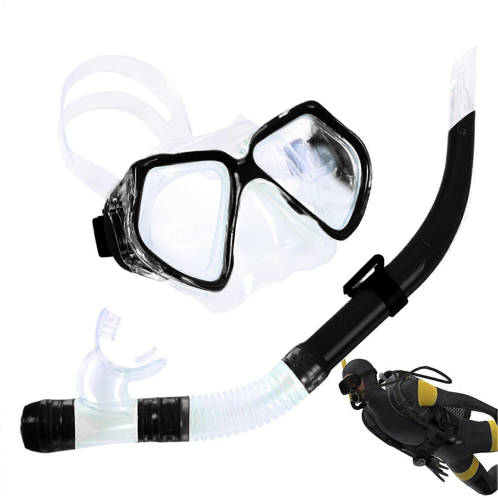 Mask and snorkel for adults – snorkel set, swimming goggles, diving mask, tempered glass, leakproof and fog