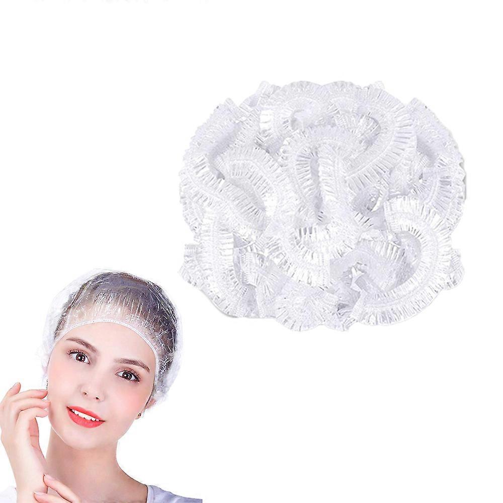 100 pcs Waterproof Plastic Shower Caps, Transparent