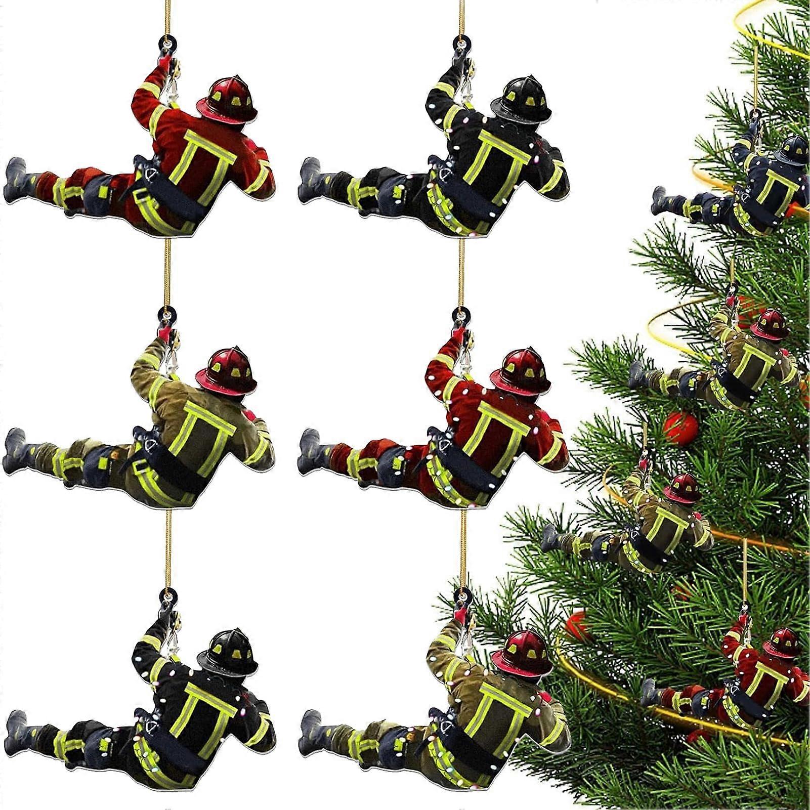 Fireman Acrylic Ornaments Pack Of 6 For Christmas Tree Windows Walls Car Rear-View Mirror Decor