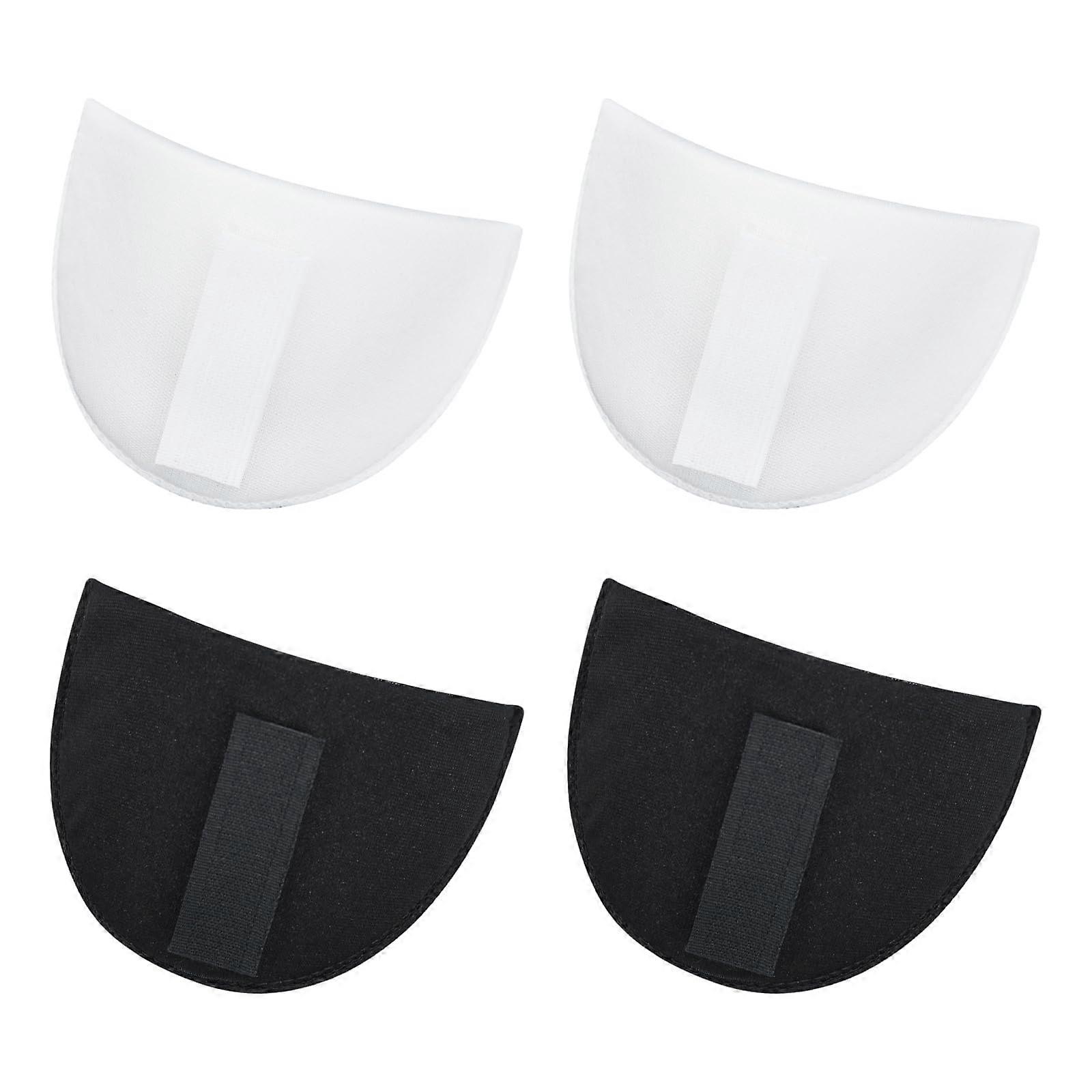 2 Pairs of 1 cm Removable Sponge Shoulder Pads for Blazers and Suits, Thickened Clothing Accessories in Black and White