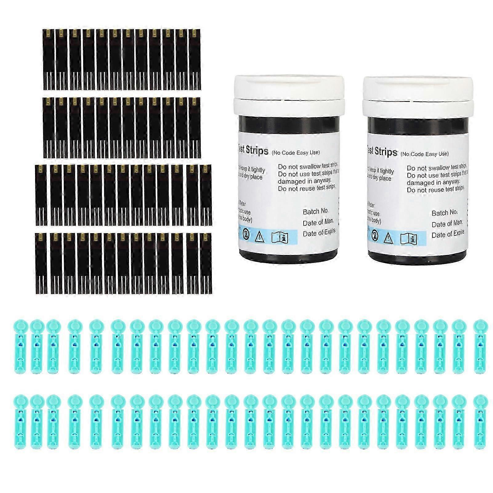 50pcs Blood Glucose Test Strips 50pcs Disposable Blood Lancets Accessory for Blood Glucose Monitor