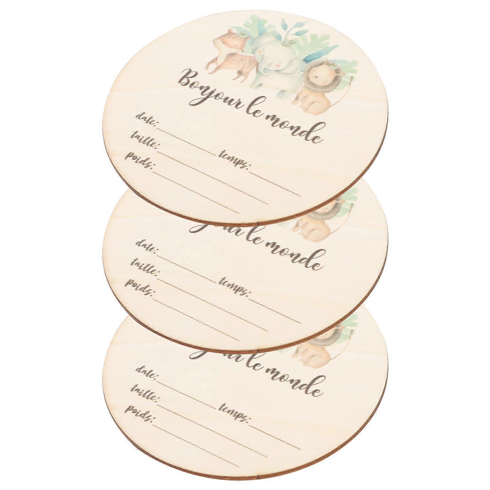 Photo Prop Newborn Announcement Sign Synthetic Material Round Shape 3Pcs