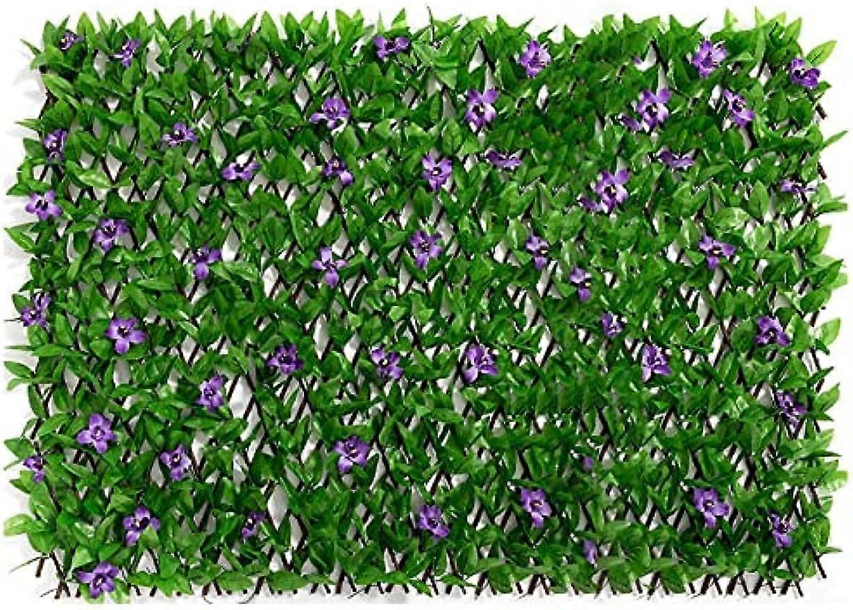 Artificial Hedge Panels, Flower Trellis Expandable Trellis Fence with Leaves and Flowers, Artificial Plant Background for Decoration