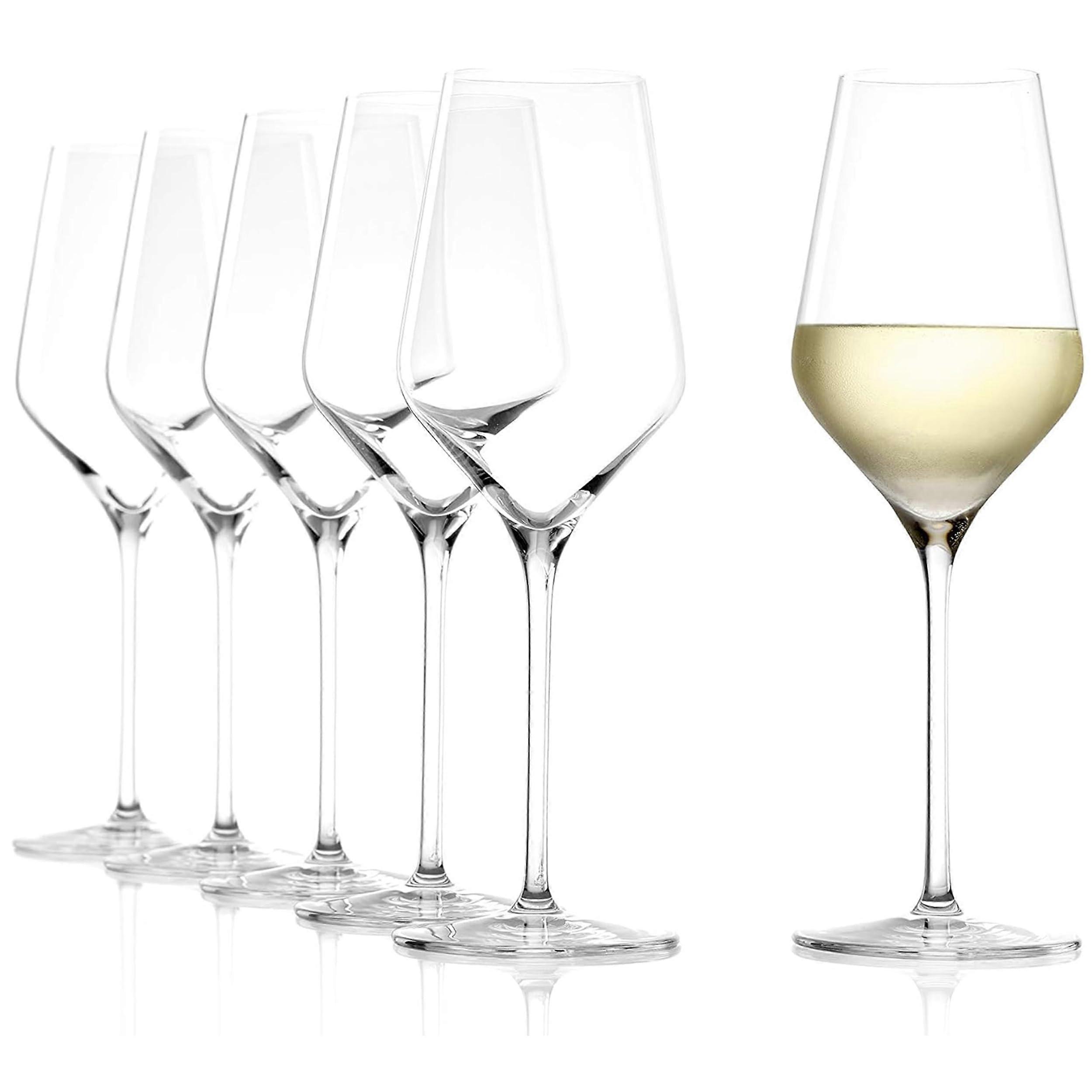 Quatrophil Weißweingläser 6er Set, 14 oz Kristallgläser für Weißwein und Aperitif, spülmaschinenfest, Made in Germany