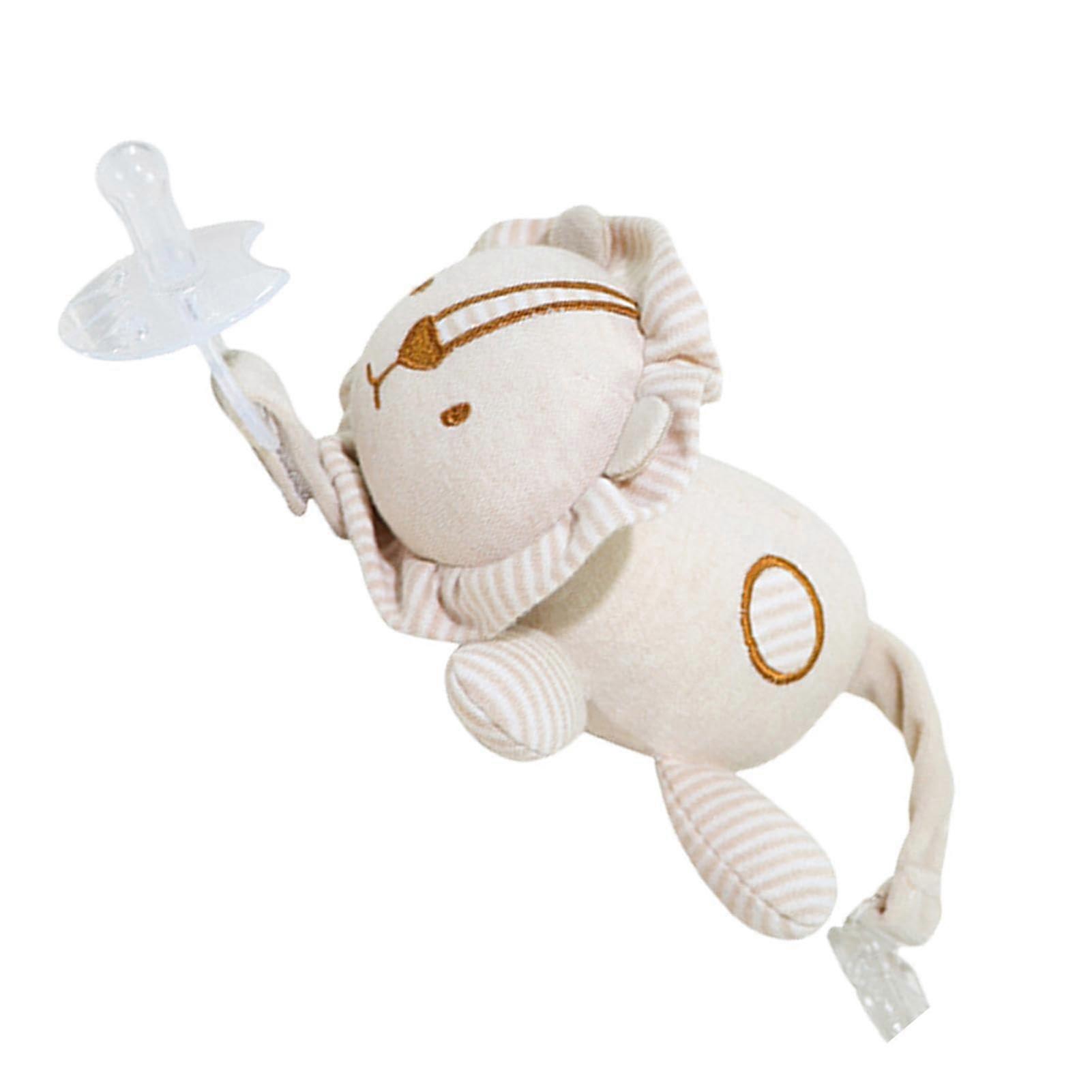Pacifier holder plush toy, soft pacifier animal topper, fits most pacifiers Lion