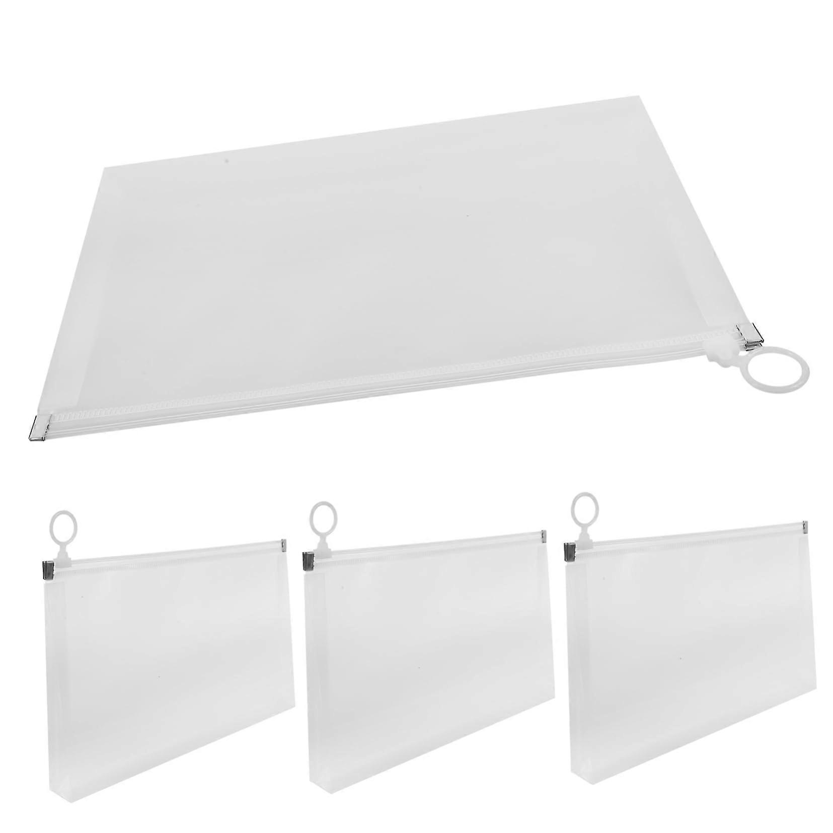 4-Pack Zippered Document Storage Bags, Portable PP Briefcases for Men, File Organizer Pouch for Documents, White