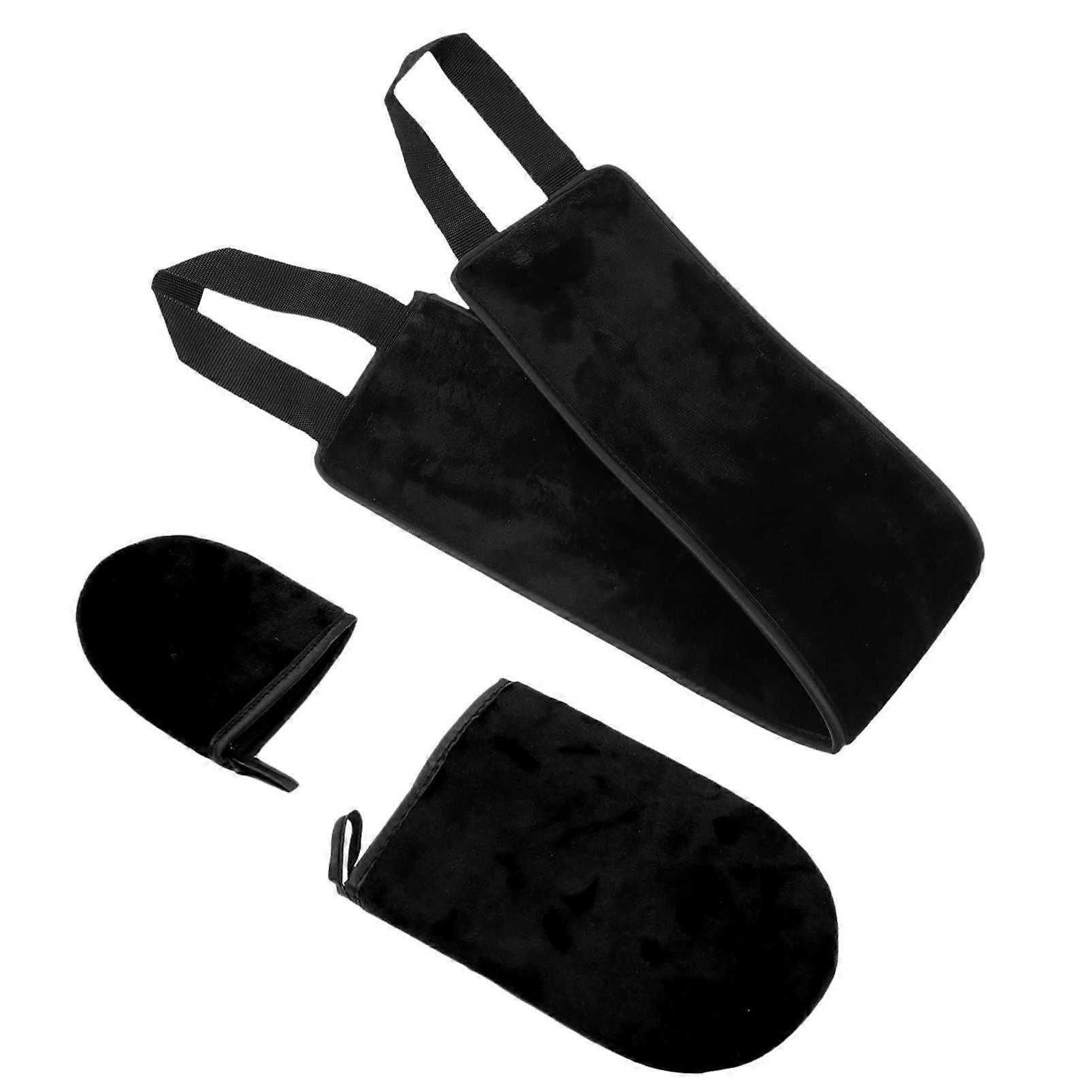 Flocked Oiled Gloves Gel Arm Warmer Tanning Machine Exfoliating Glove Tanning Kit Black Pack of 3