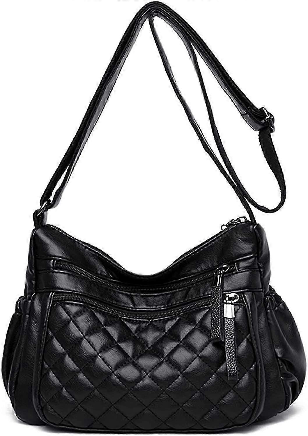 Lightweight Leather Crossbody Bag  Adjustable Strap & Multi-Pocket Design (Grey)