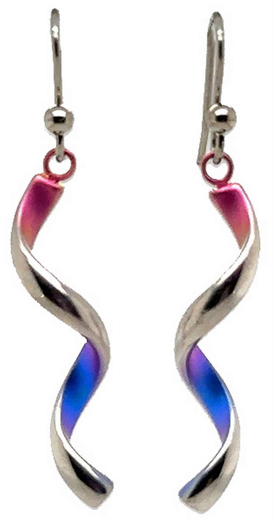 Ti2 Titanium Spiral Drop Earrings - Pink