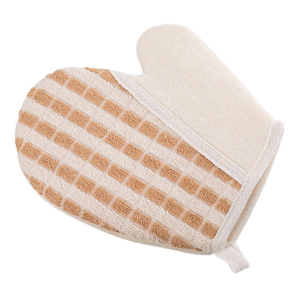 Peeling glove for shower, linen body exfoliating glove, spa glove, quick foaming.