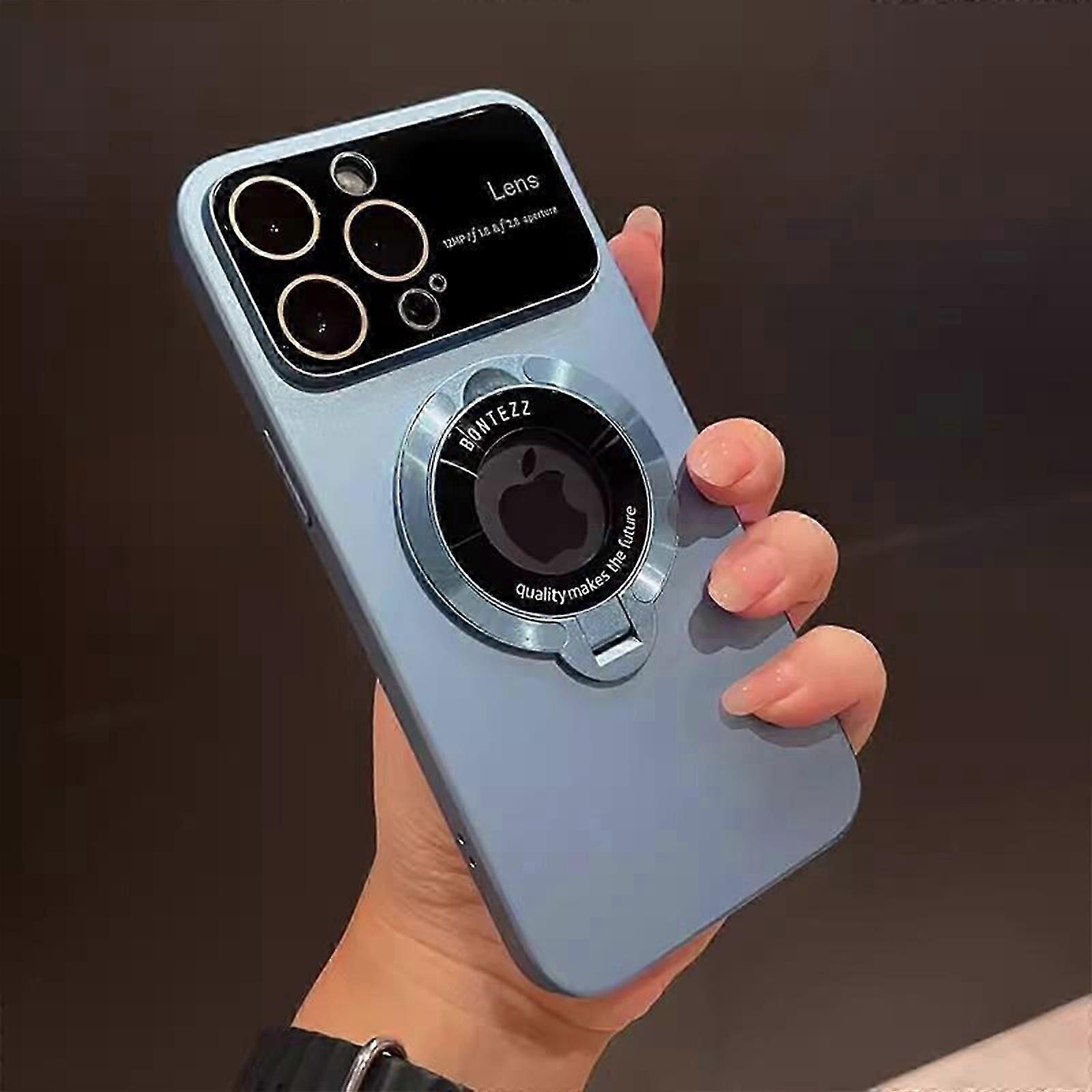 Case Compatible with iPhone 15 Pro Max, Large Window Phone Case Leak Label Magnetic Bracket for 15Pro max
