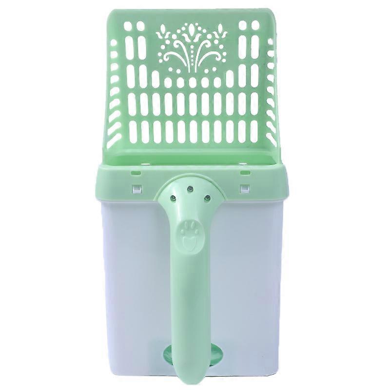 Green Removable Pet Picker with Trash Bucket Poop Shovel Set Plastic All-in-One Pet Cat Sand Shovel