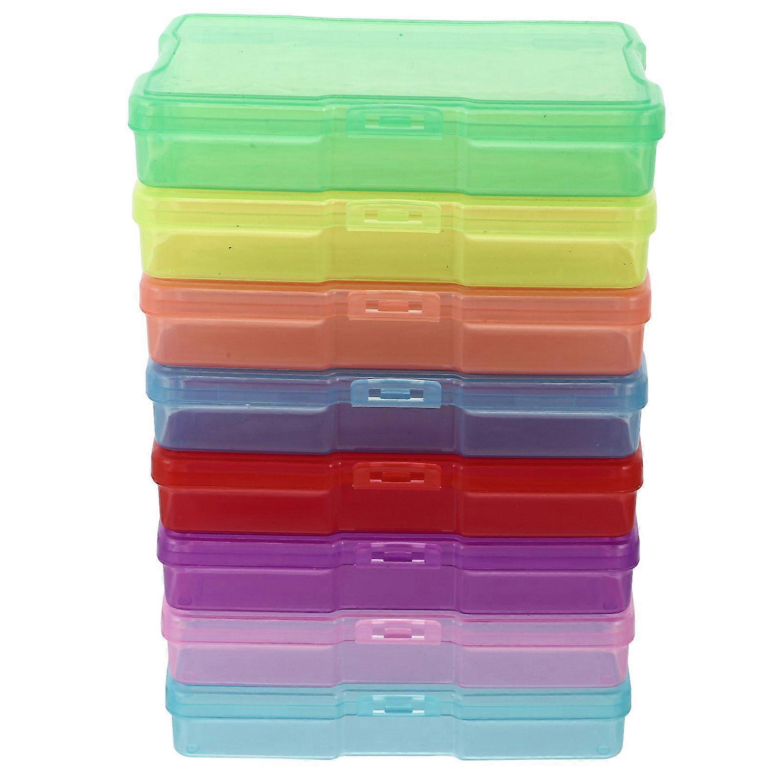 8pcs Plastic Storage Boxes Postcards Storage Cases Photos Organizing Boxes