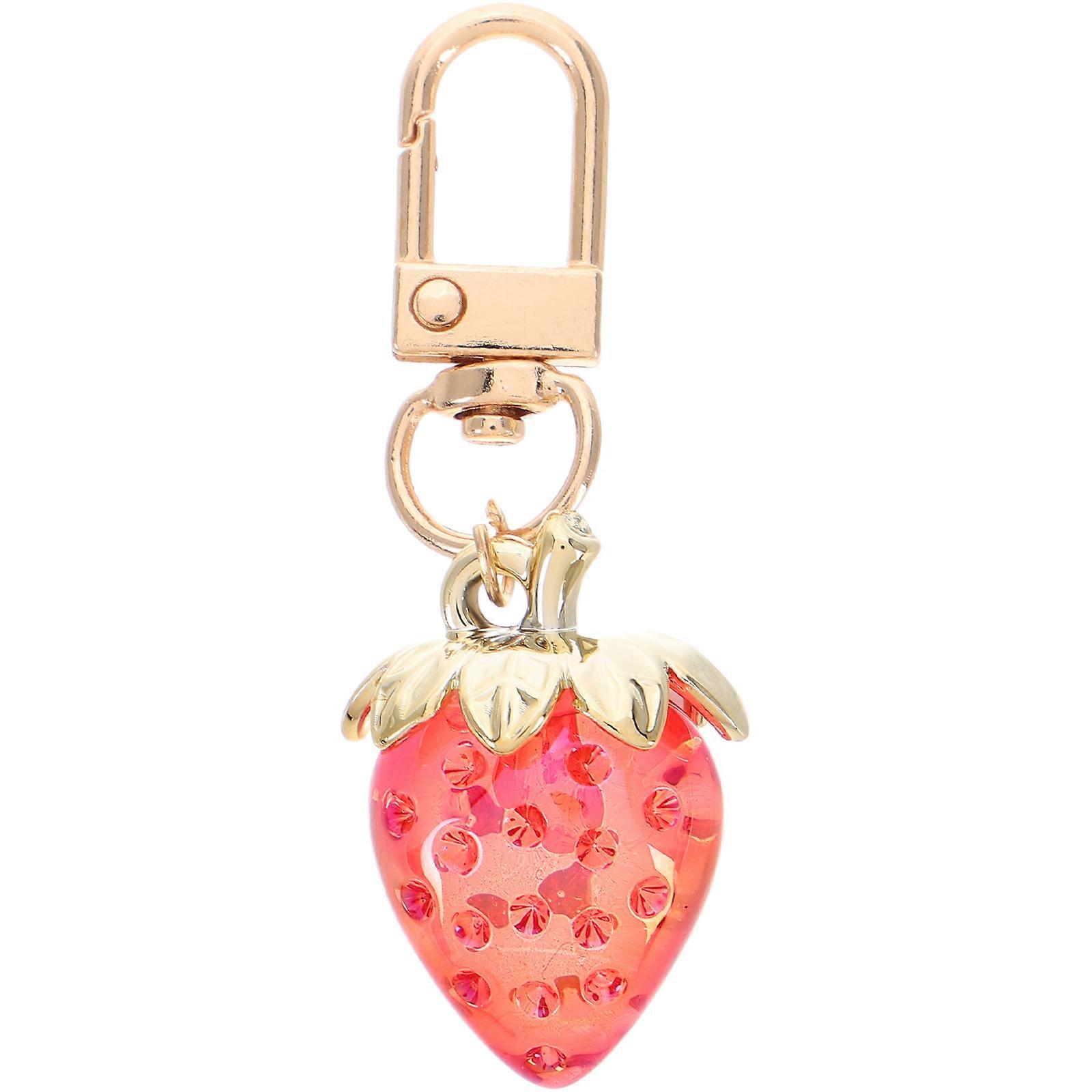 Cute Durable Red Strawberry Keychain Bag Charm Multifunctional Accessory for Women's Purse or Backpack Decoration