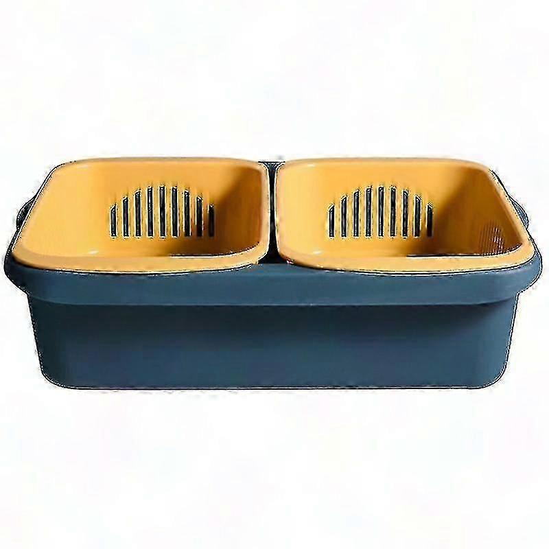Two-Tiered Kitchen Basket for Vegetable Draining and Storage