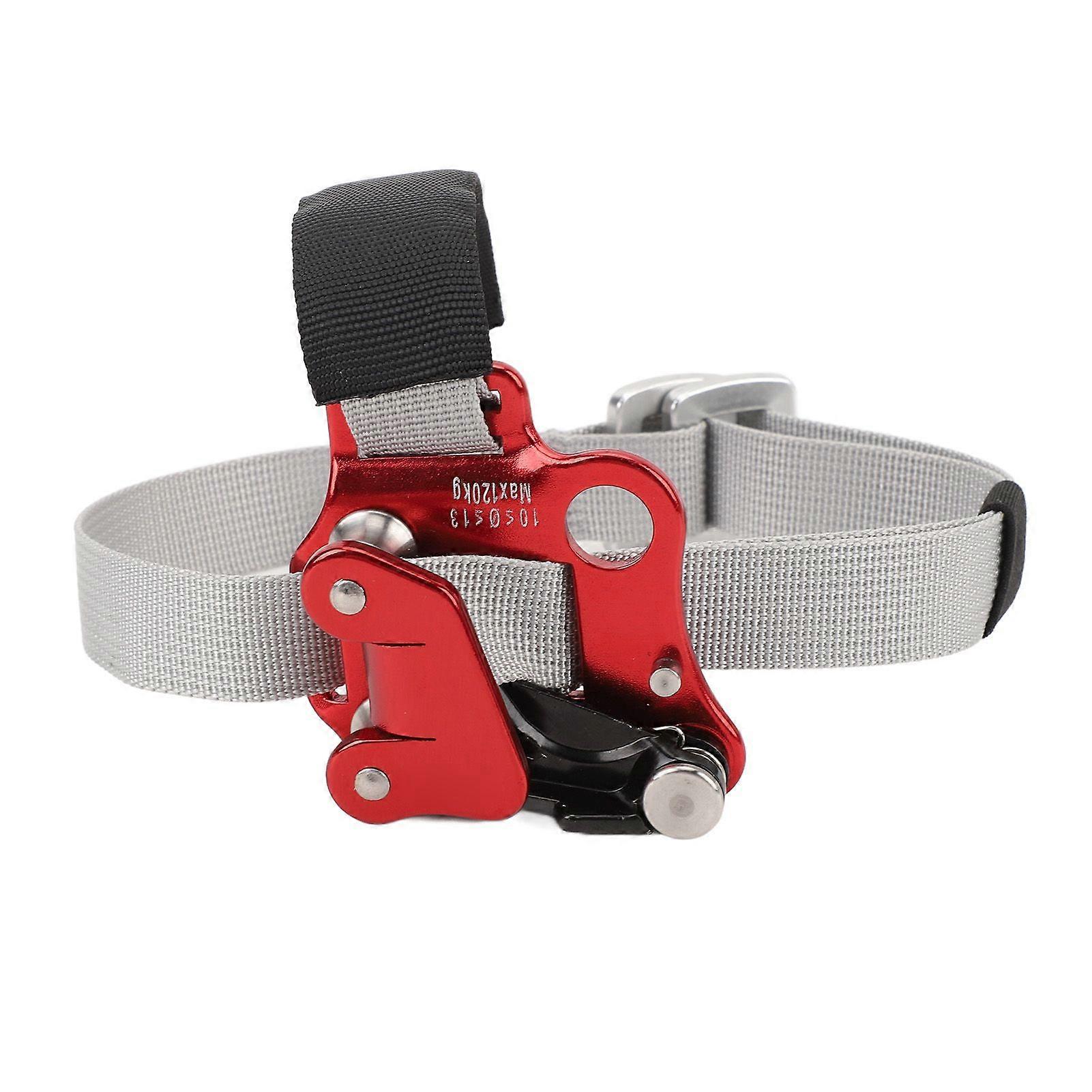 Fuß Seilklemme Riser Aluminiumlegierung Polyester Starke Abseilausrüstung Ausrüstung für Felsklettern Baumbaumpfleger Rettung Höhlenforschung Bergsteigen Rot Rechts Y
