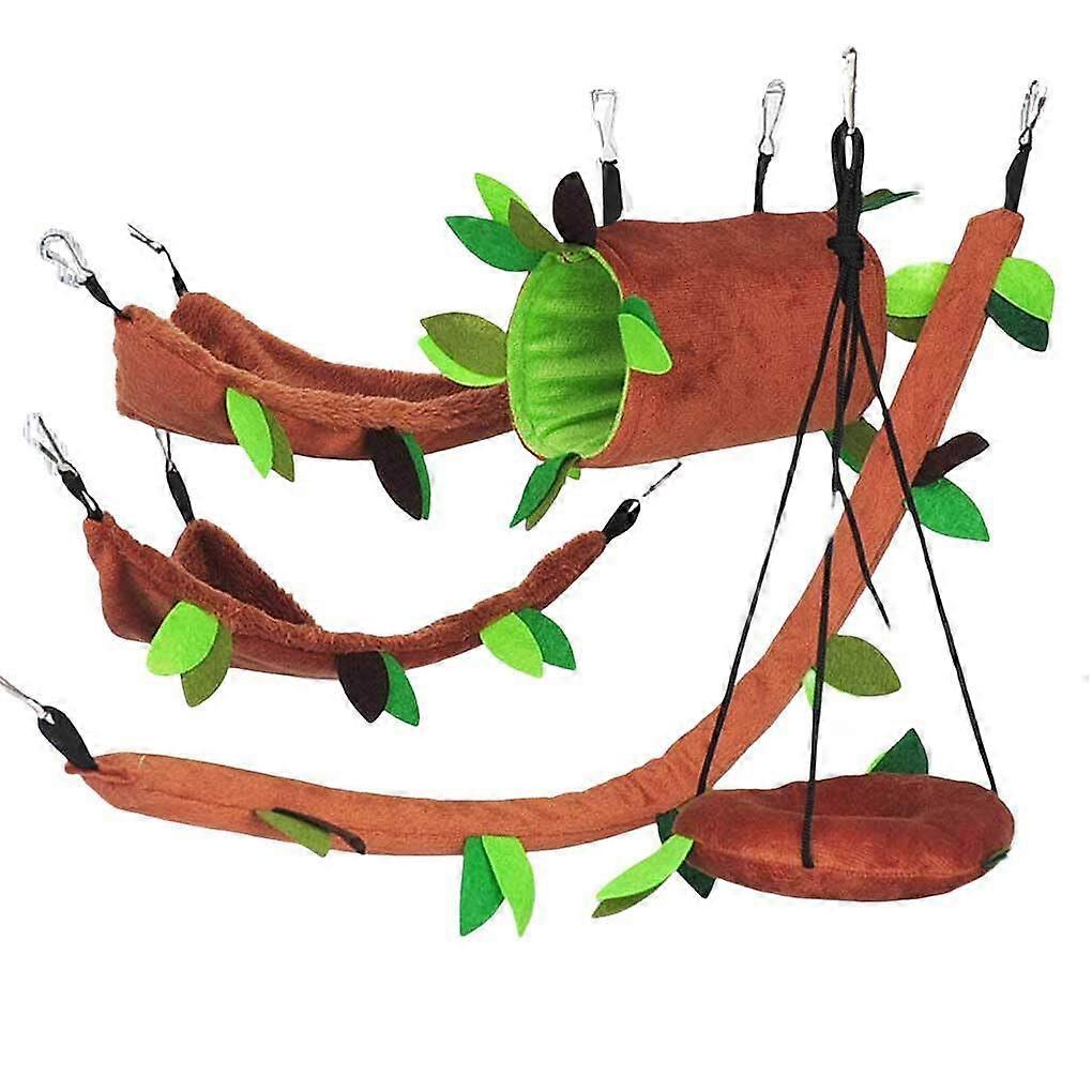 Cable Car Nest for Small Pets - 5 Pack Soft Pet Hammock with Metal Hooks, Leaf Bed House for Hamsters and Small Animals