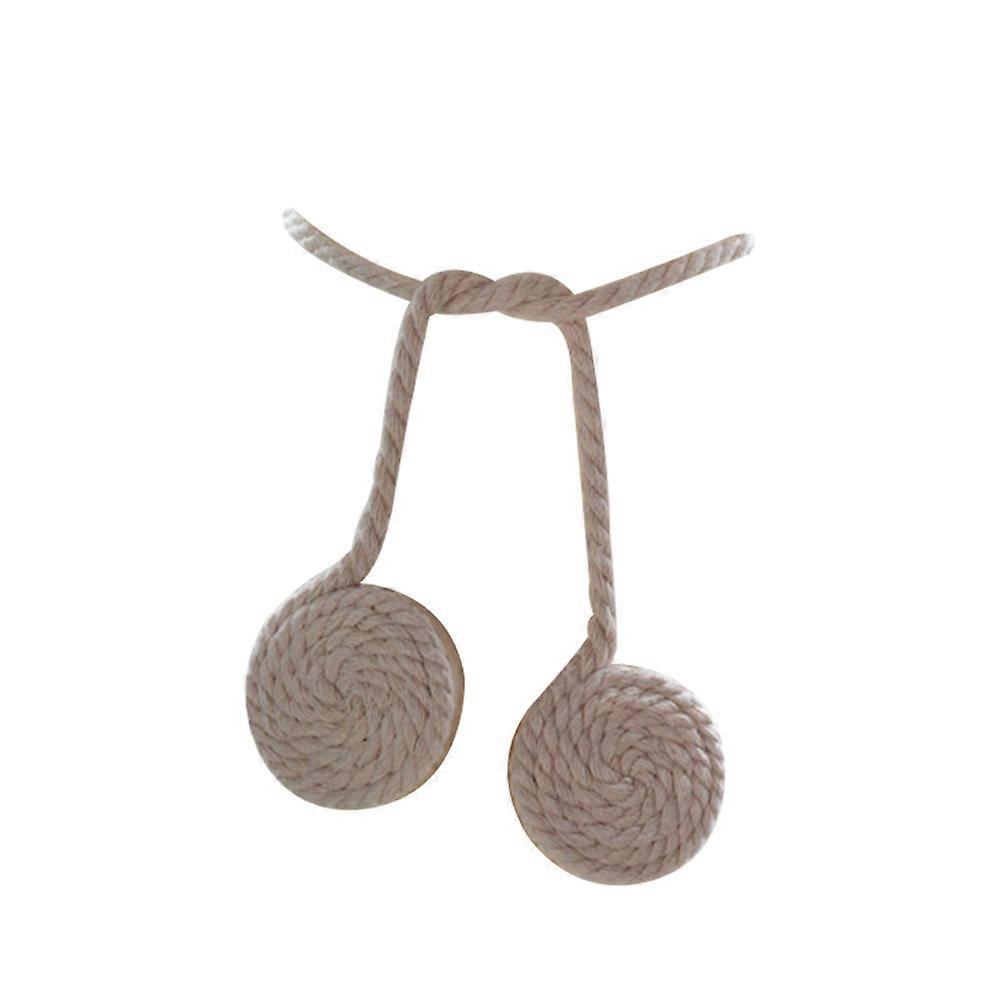 Curtain Tieback Rope Wooden Magnetic Hold Easy To Use Home Office Decorative Drapes Weave Holdbacks Holders 1Set