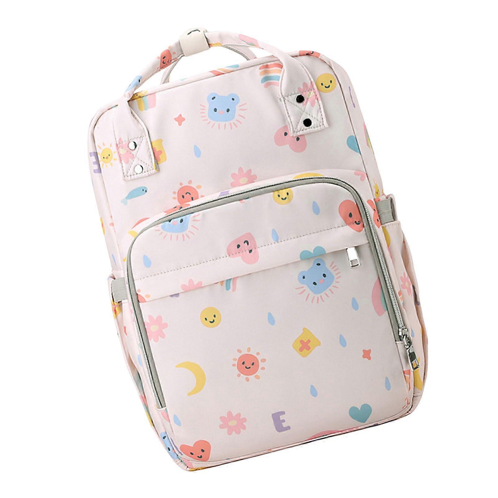 Stylish and Practical Diaper Backpack with Multiple Pockets, Large Capacity Baby Bag in Rainbow Candy Color