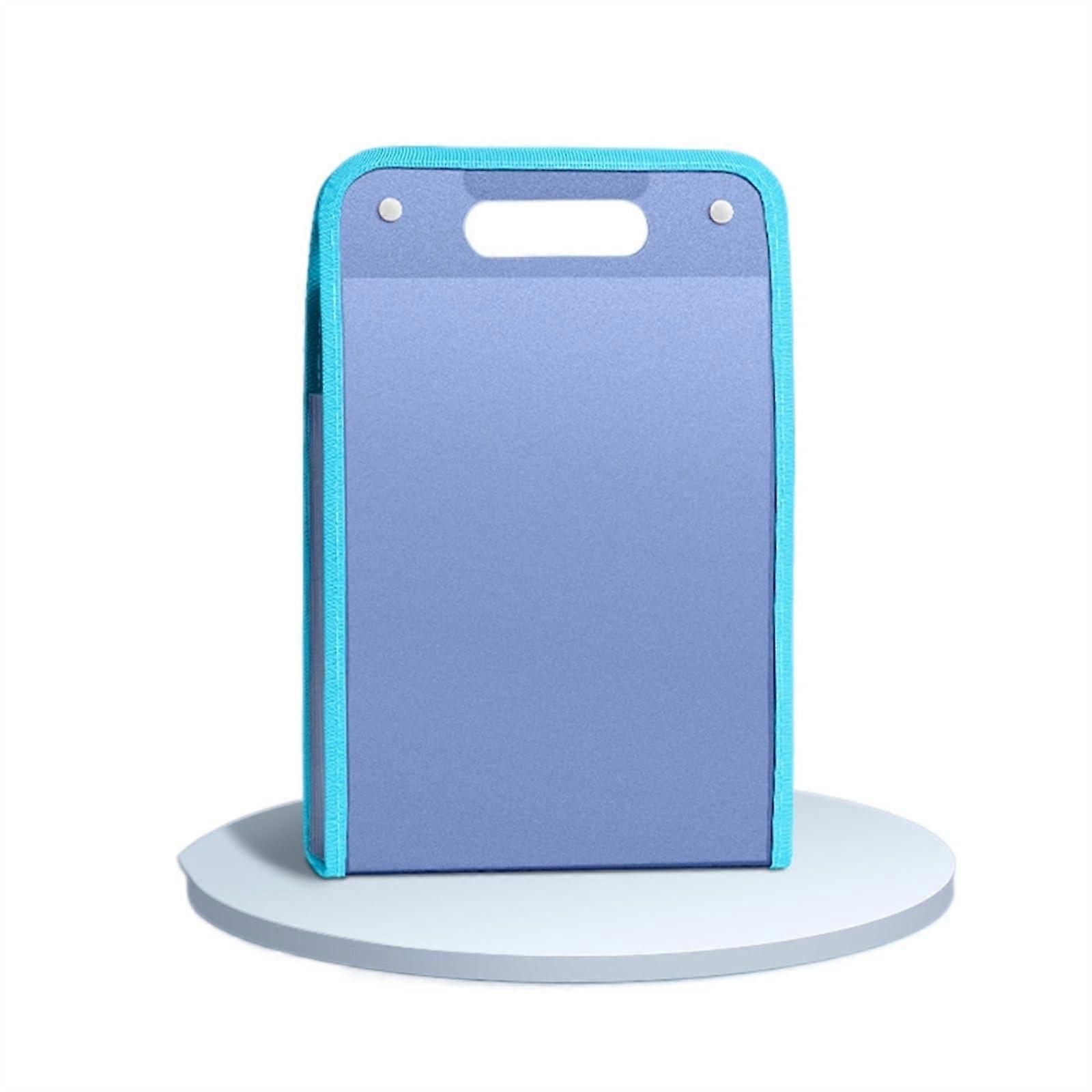 Coloured File Folder A4 Handheld 13 Layer Organiser Vertical Briefcase (Blue)