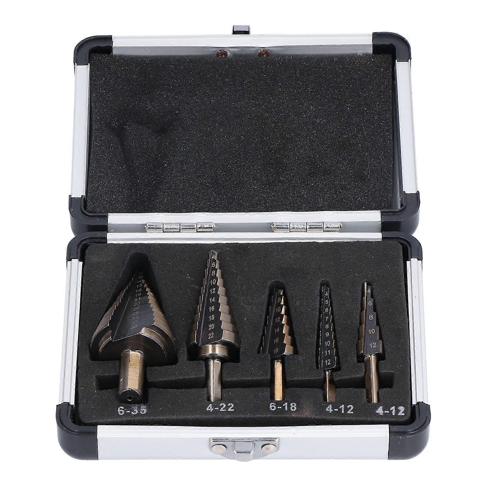 5Pcs Step Drill Bit High Durability Practical Wide Application Range Hole Opening ToolMetric System