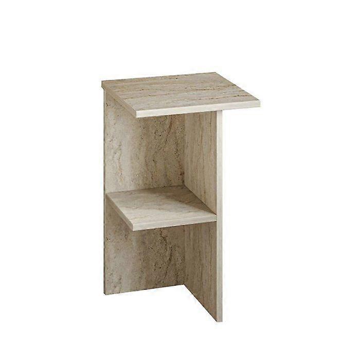 CALICOSY - Square bedside table with shelf H60 cm - LERAY - Travertine-Travertine