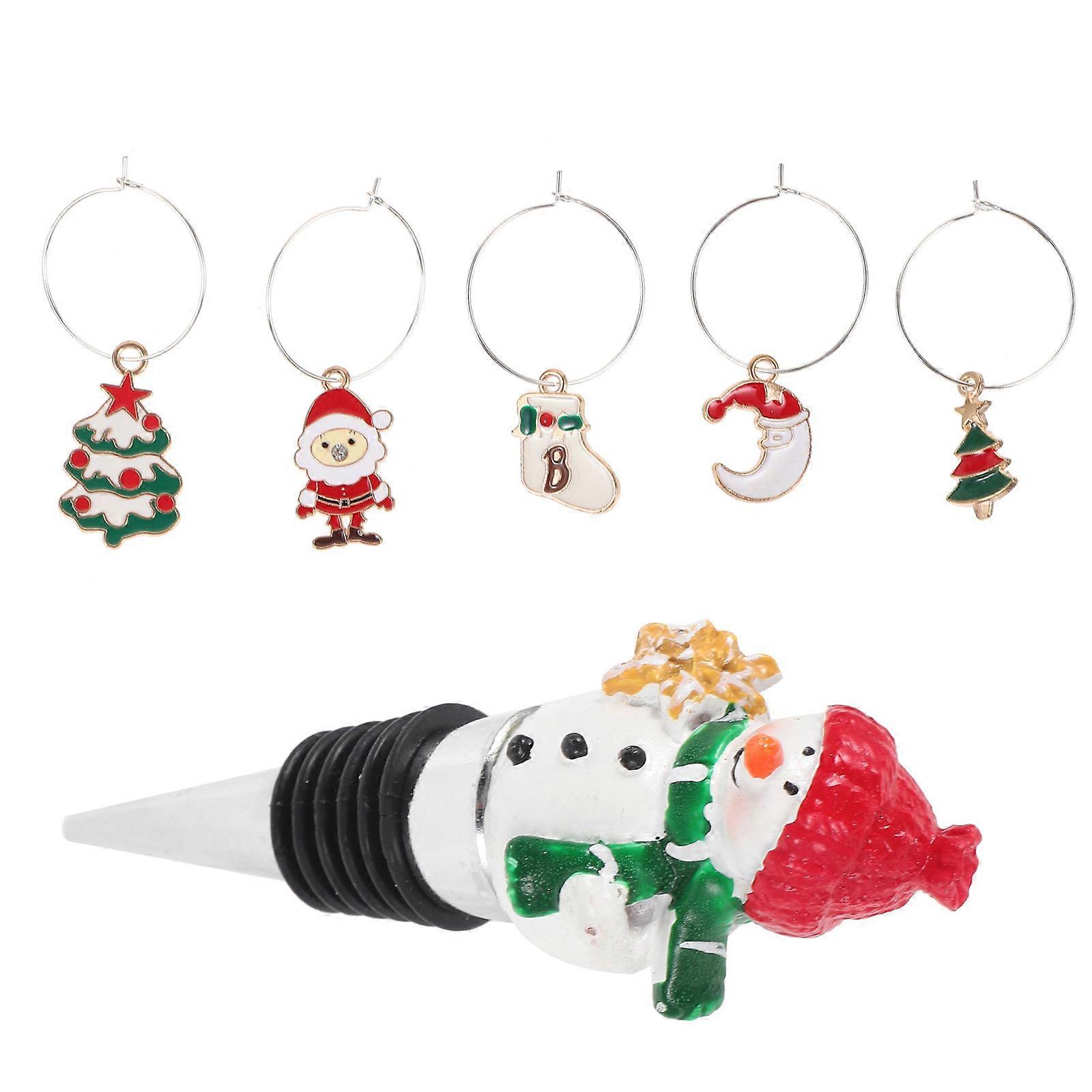 Christmas Metal Stoppers with Resin Snowman Design – Reusable Decorative Plugs for Parties, Bars, and Home Use
