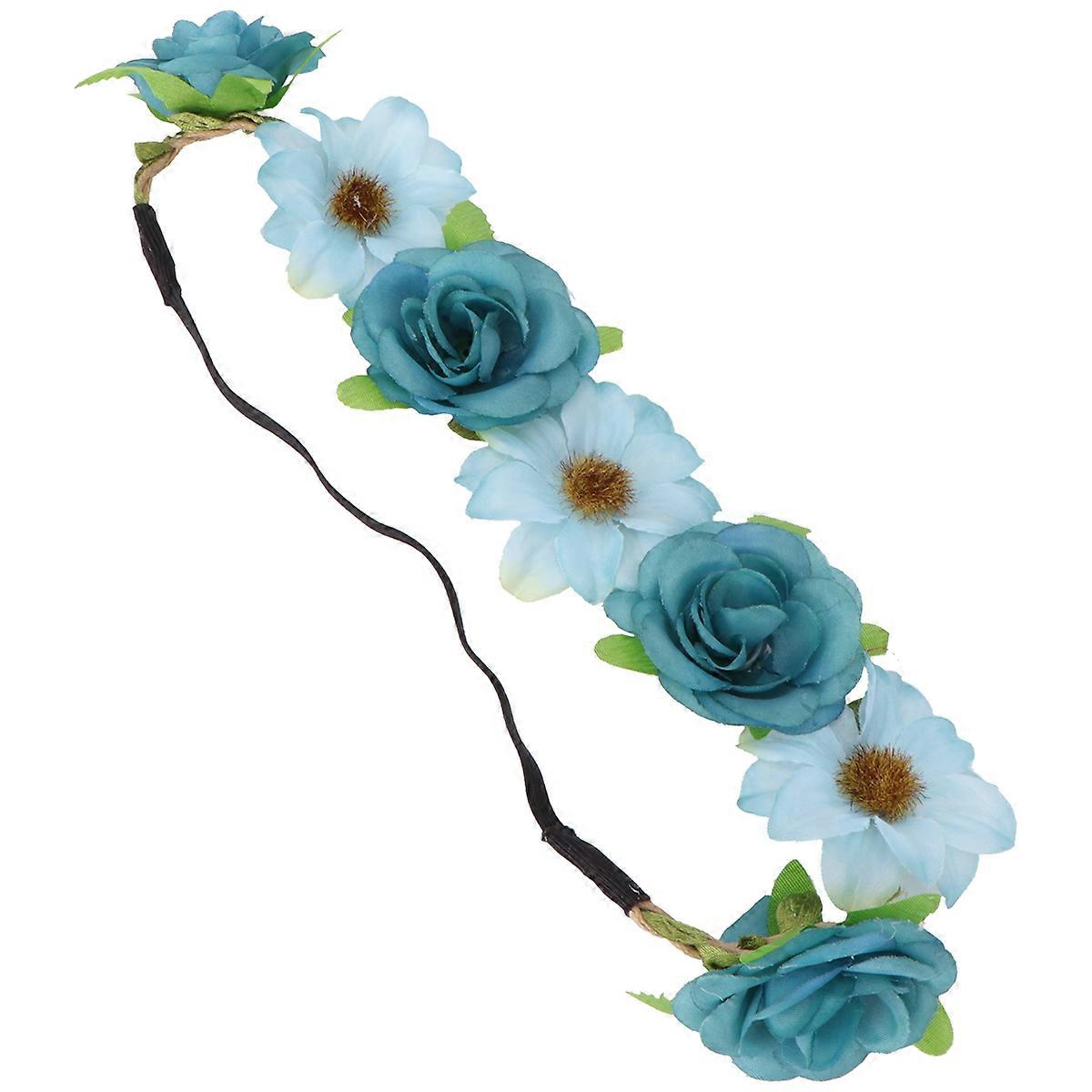 Mint Green Floral Garland Headband for Women – Adjustable Bohemian Flower Wreath Hair Band for Weddings, Festivals & Parties