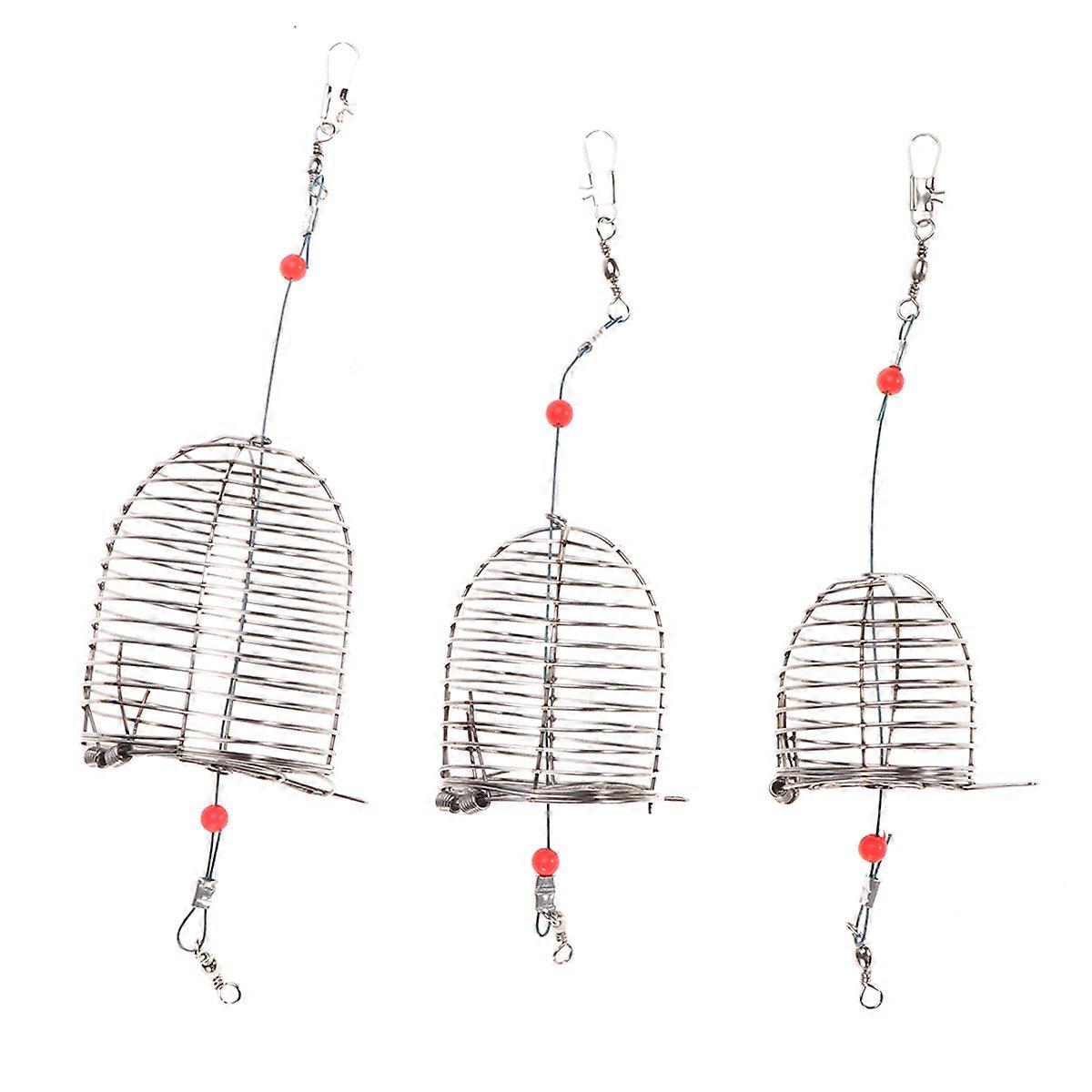 Fishing Bait Cage Stainless Steel Fishing Trap Basket Feeder Holder Welded Net Structure 5 Cm 5 Pcs