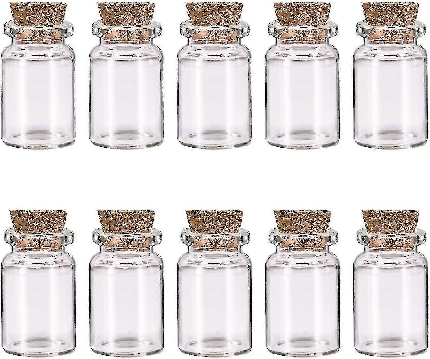 10 Pcs Small Glass Bottles With Cork Lids, Mini Glass Bottles With Stoppers Empty Spell Jars Small Message Bottles Tiny Wishing Bottles Miniature Poti