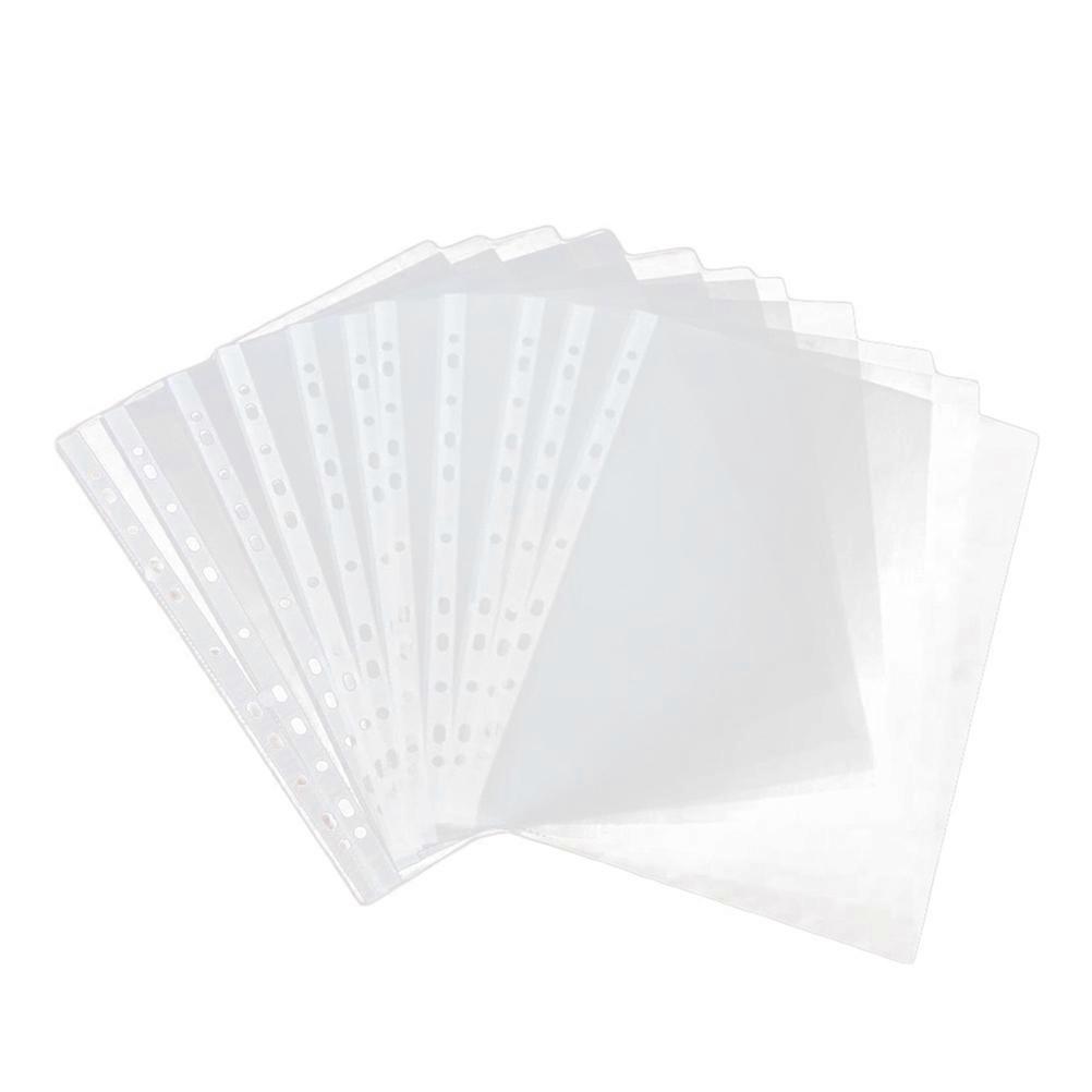 A4 Clear Document Binder Bag for Storage Use 100 Pcs Lightweight PP Waterproof 11 Hole