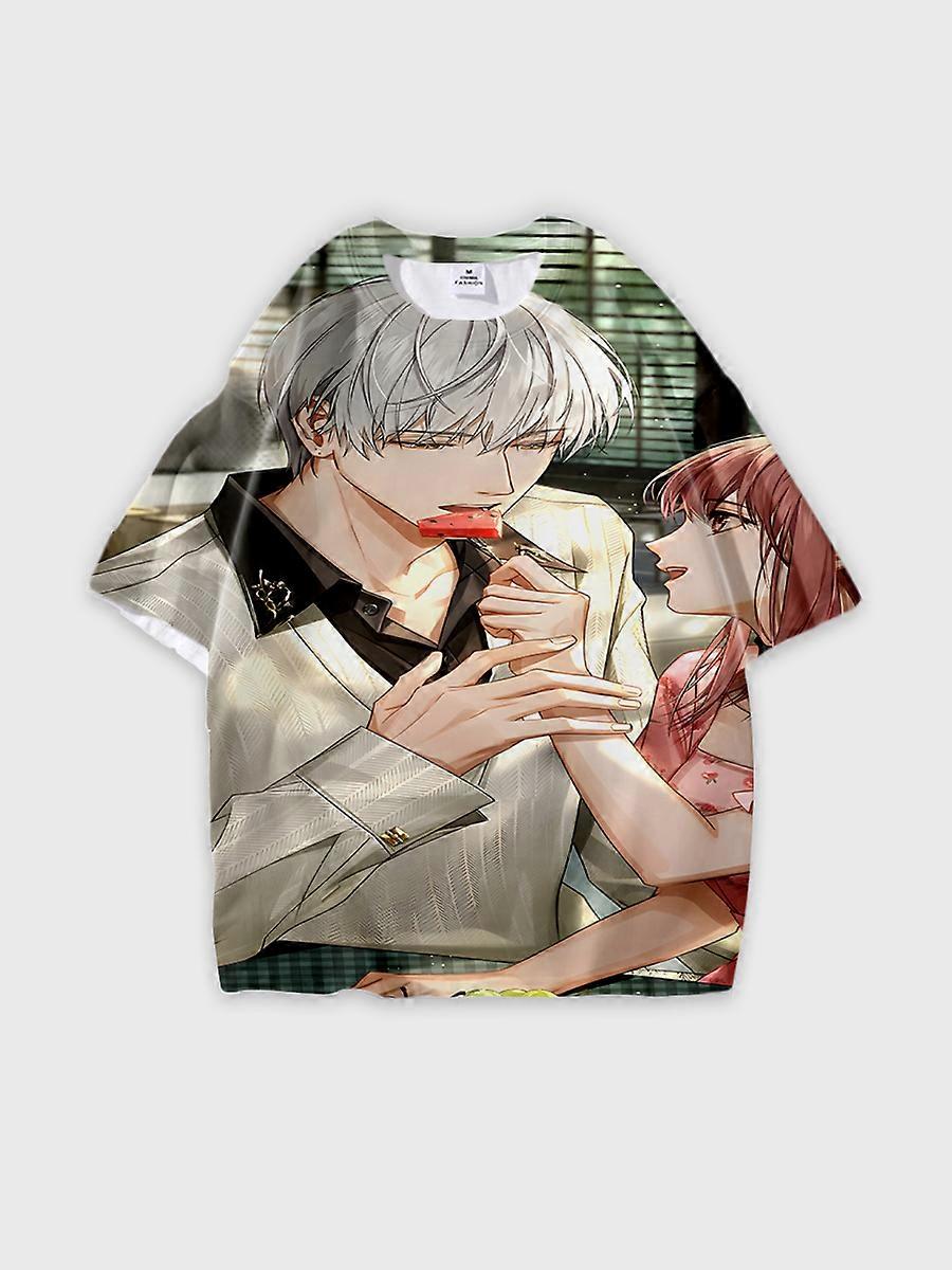 T-shirt round neck Role Pattern loose short sleeve B589