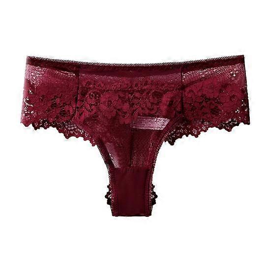 Women Panties See-through Hollow Out Lace Solid Color Low Waist Soft Breathable Anti-septic Elastic Lady Underpants Briefs