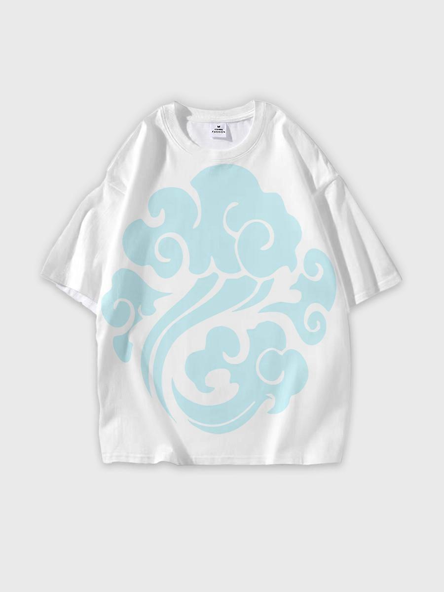 T-shirt round neck Character Pattern loose short sleeve Q92