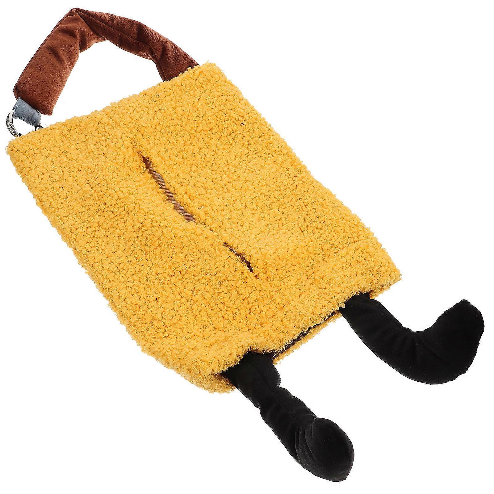 Stylish Tissue Box Cover in Yellow Color for Home Use Made of Polyester Fiber Compact Size