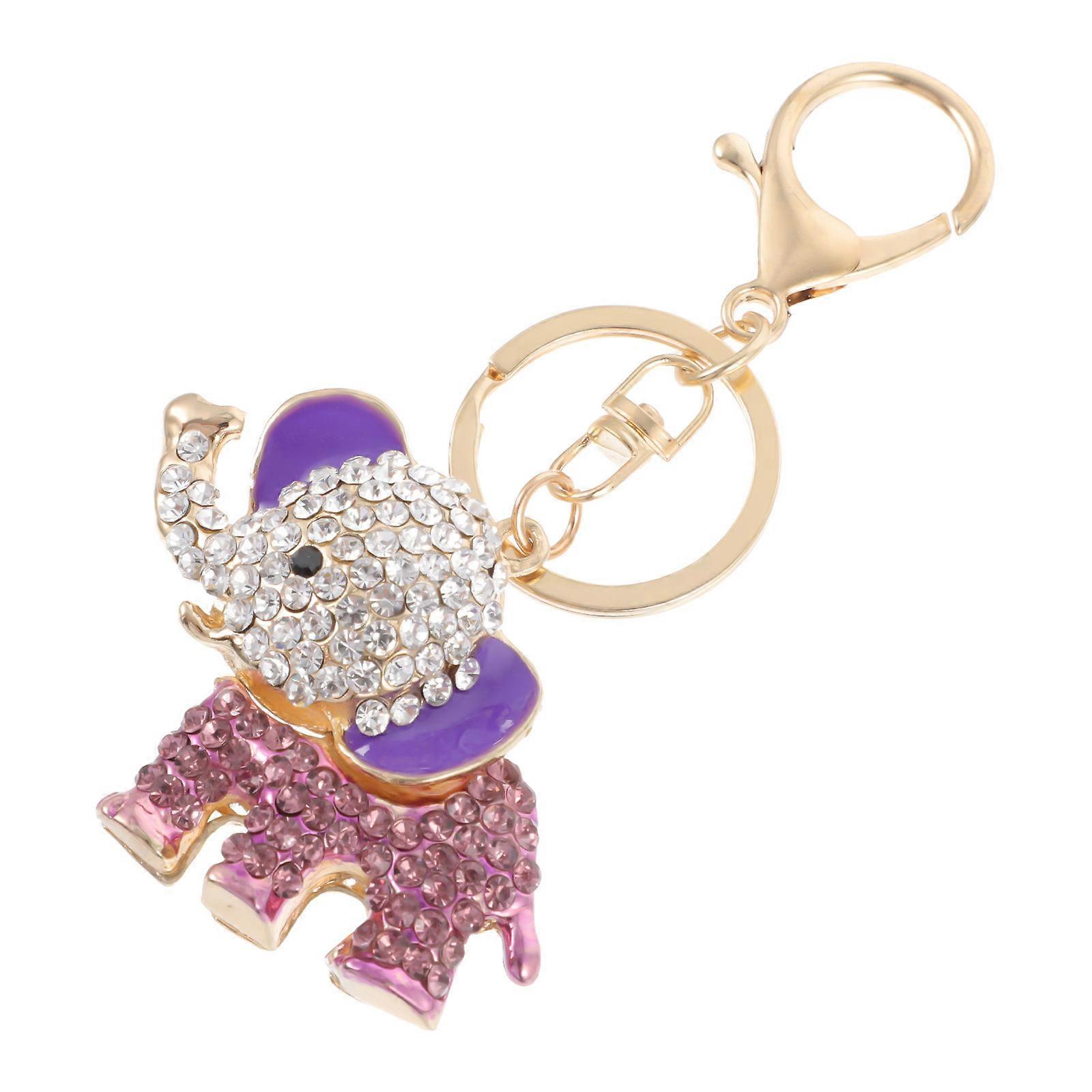 Fashion Elephant Key Ring Car Pendant Gift Giving Accessory in Purple 1Pcs