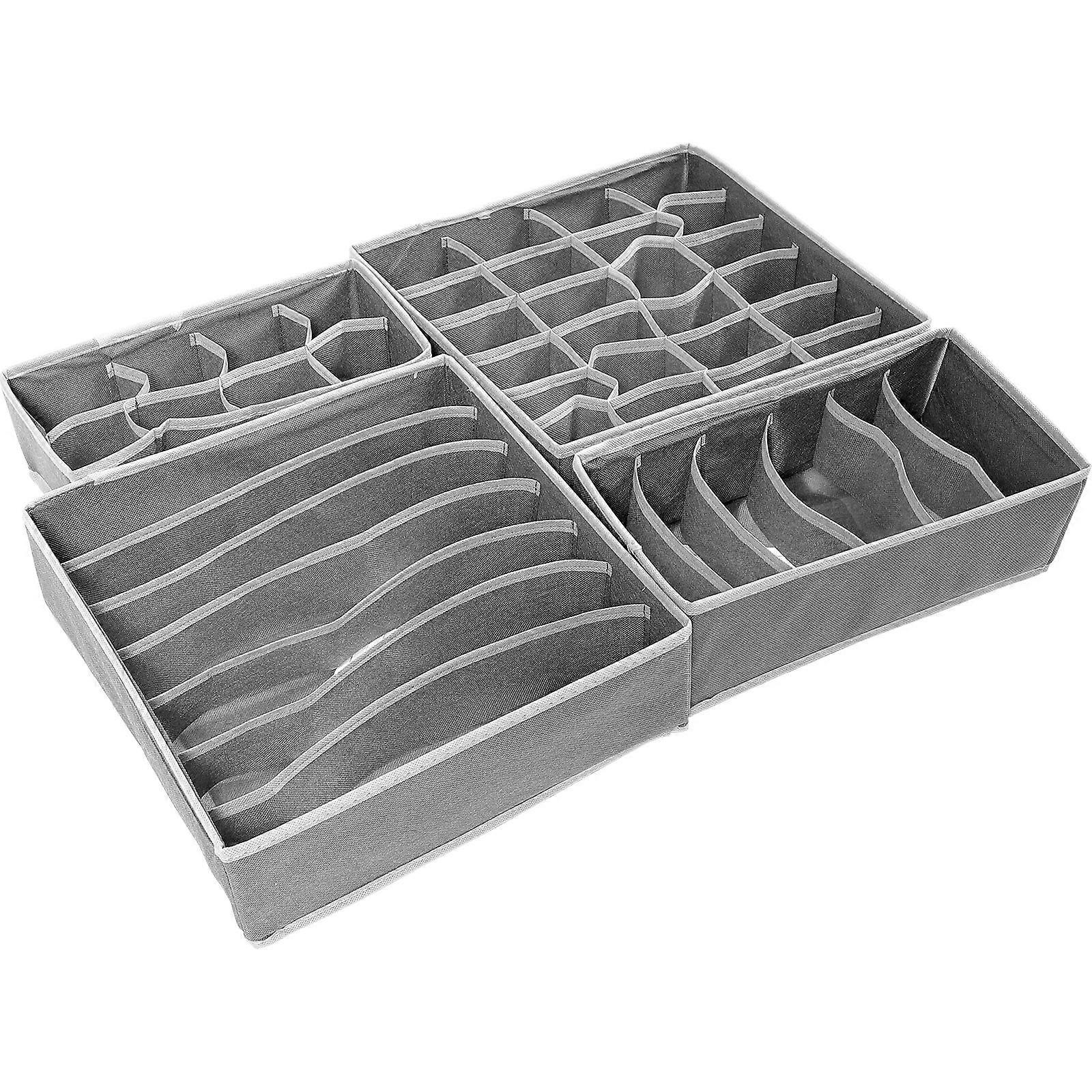 מחלק ארגונית מגירות לגרביים וחזיות תחתונים עם עיצוב תא בצבע אפור סט 1