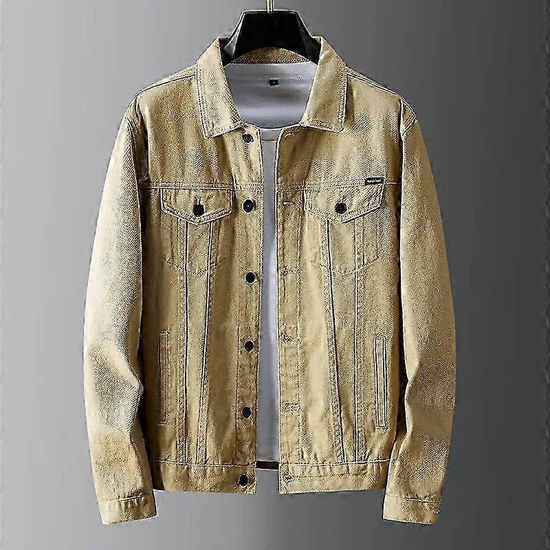 Denimjakke for menn for fritidsklær, ensfarget enkel stil vår, høst