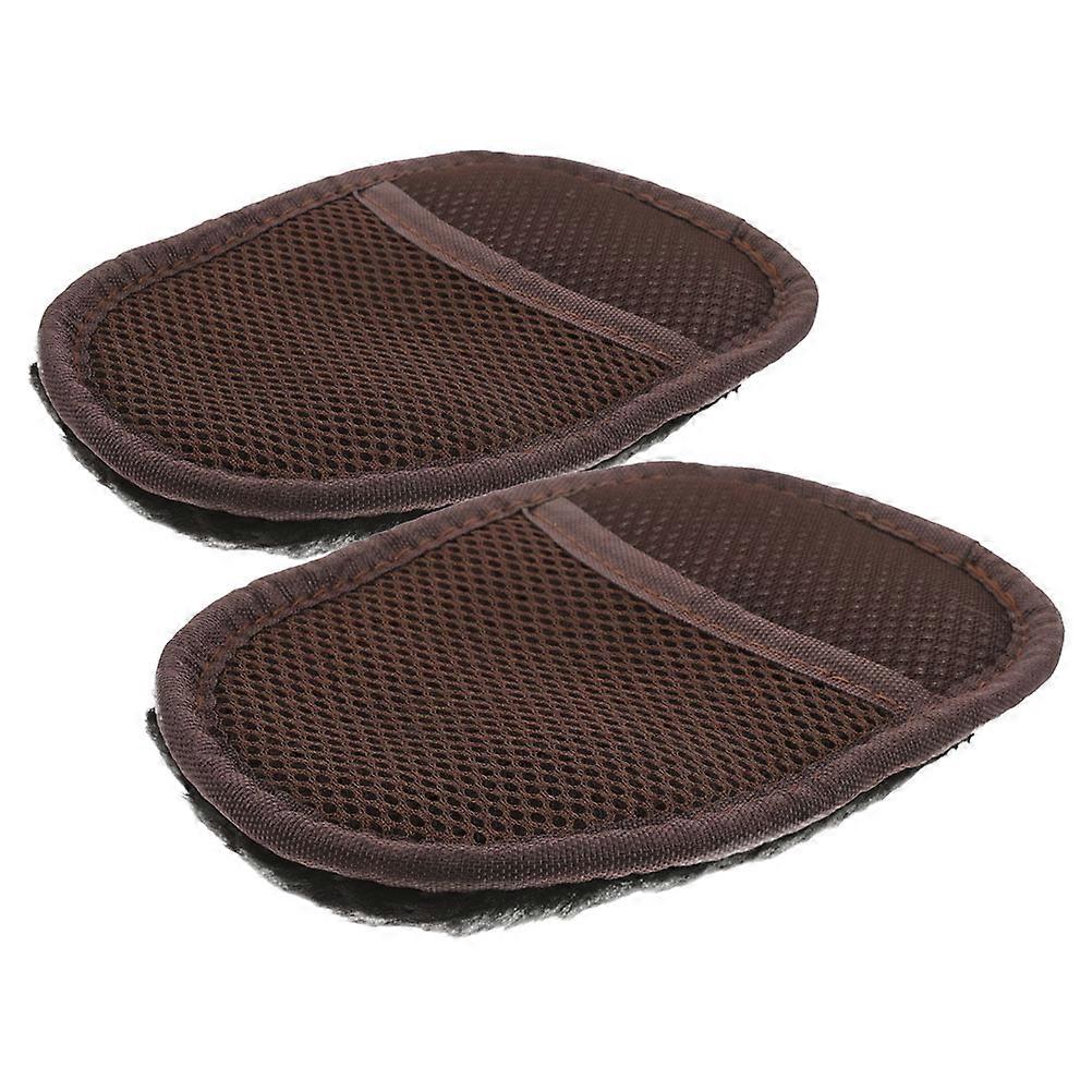 Shoe Polishing Glove Home Use Plush Material Black 2Pcs