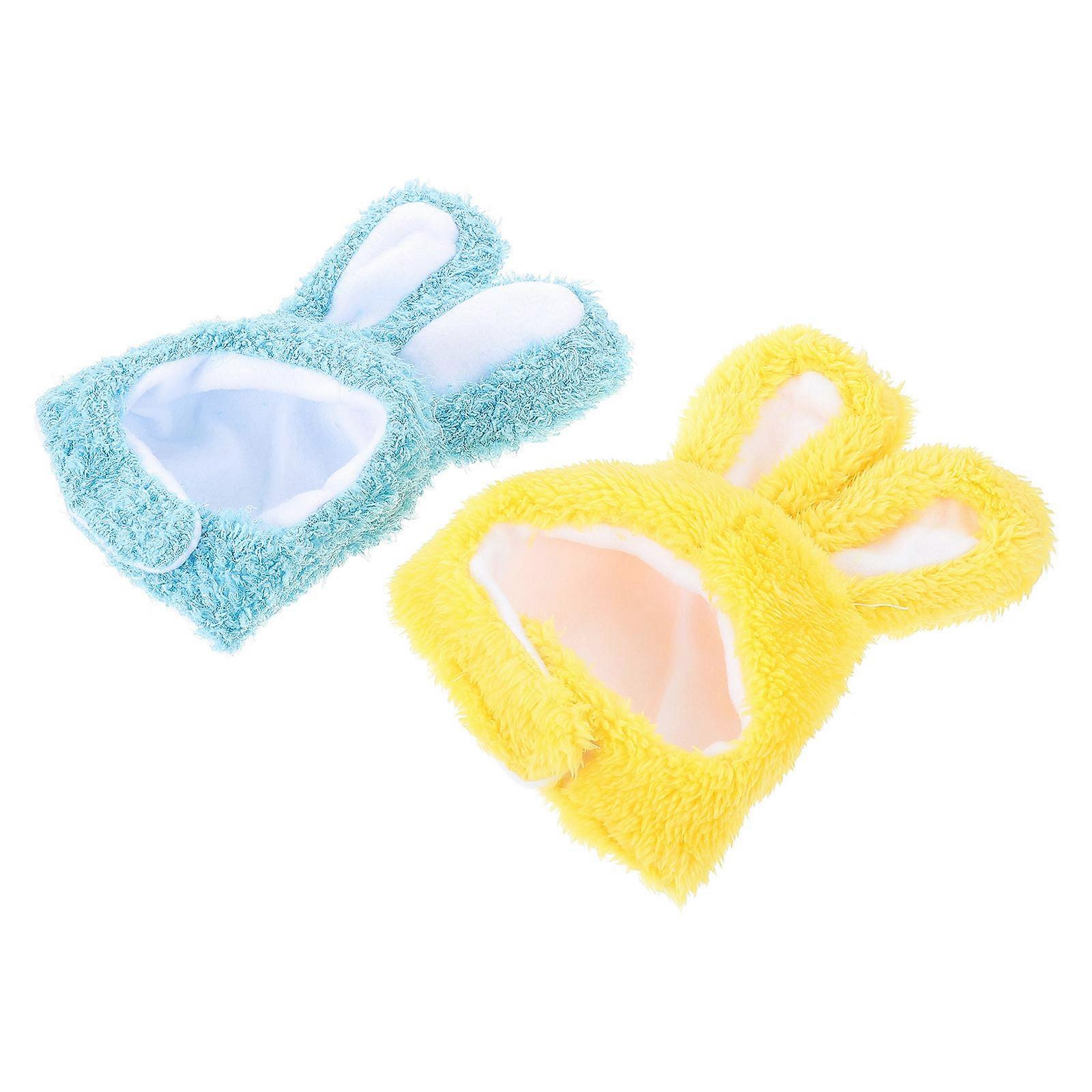 Warm Winter Wear Bunny Shaped Pet Hats Crafted From Plush Material Perfect For Cats 2Set