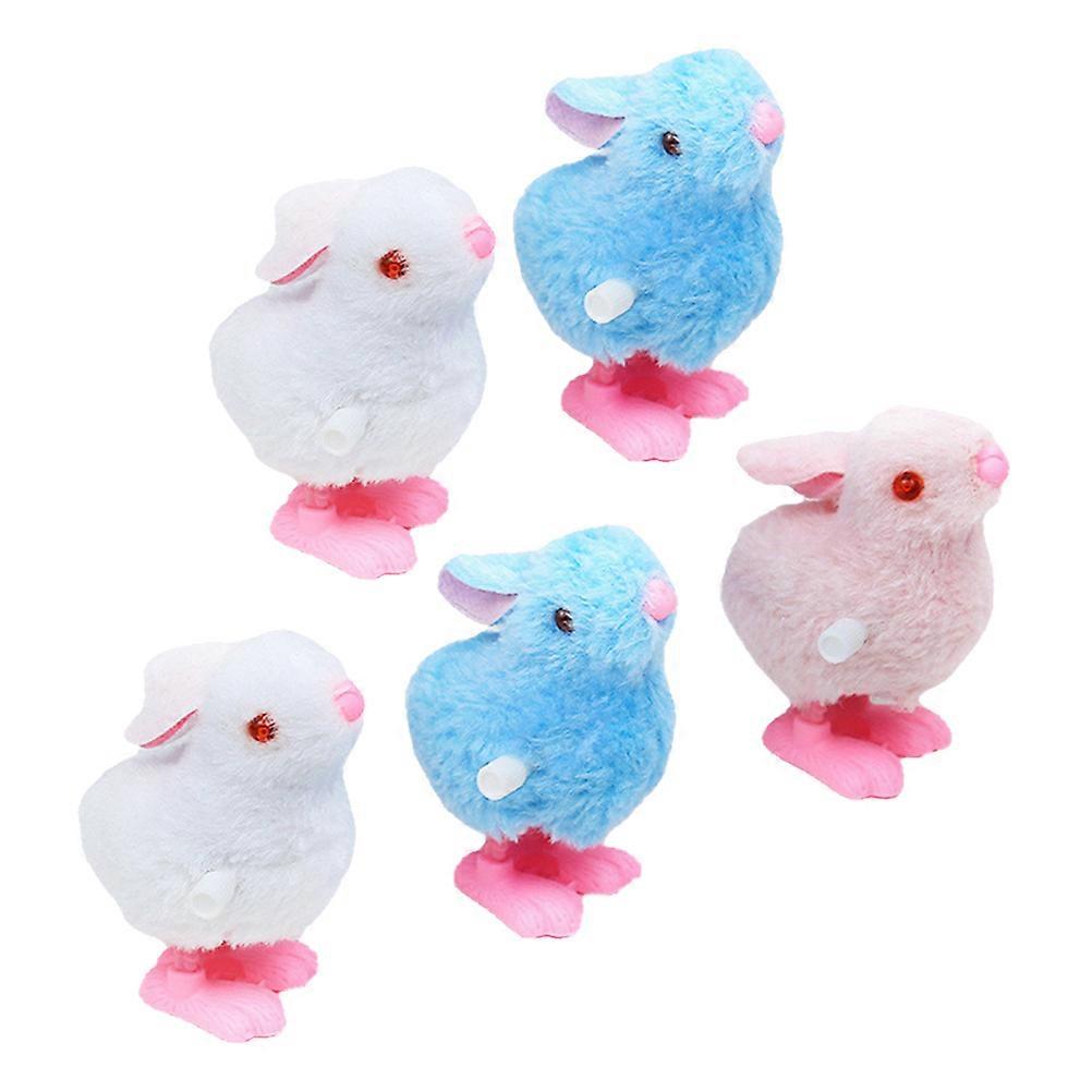 5pcs Wind Up Plush Bunny Random Color Cartoon Playthings for Party Gifts