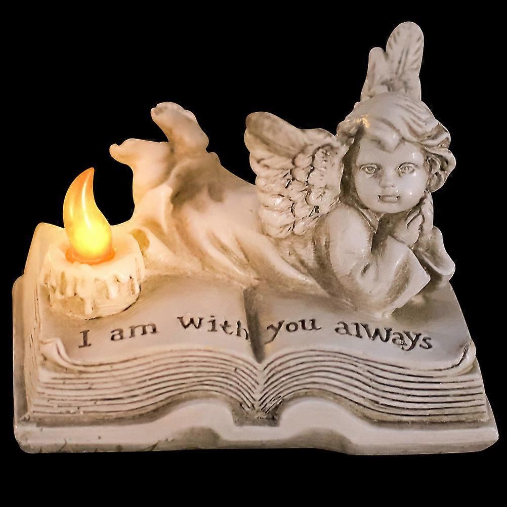 Resin Angel Figurine with Light, Adorable Praying Statue for Table or Shelf Decor, Compact Design, Safe Material