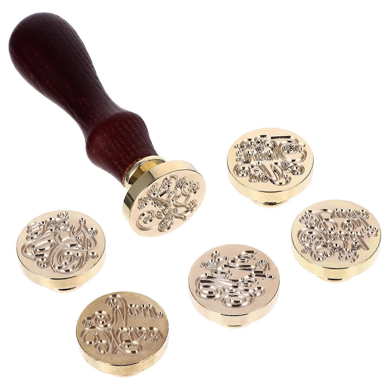 Sealing Wax Stamps 6Pcs With Wooden Handle For Party Favor Holiday Season Arts And Crafts