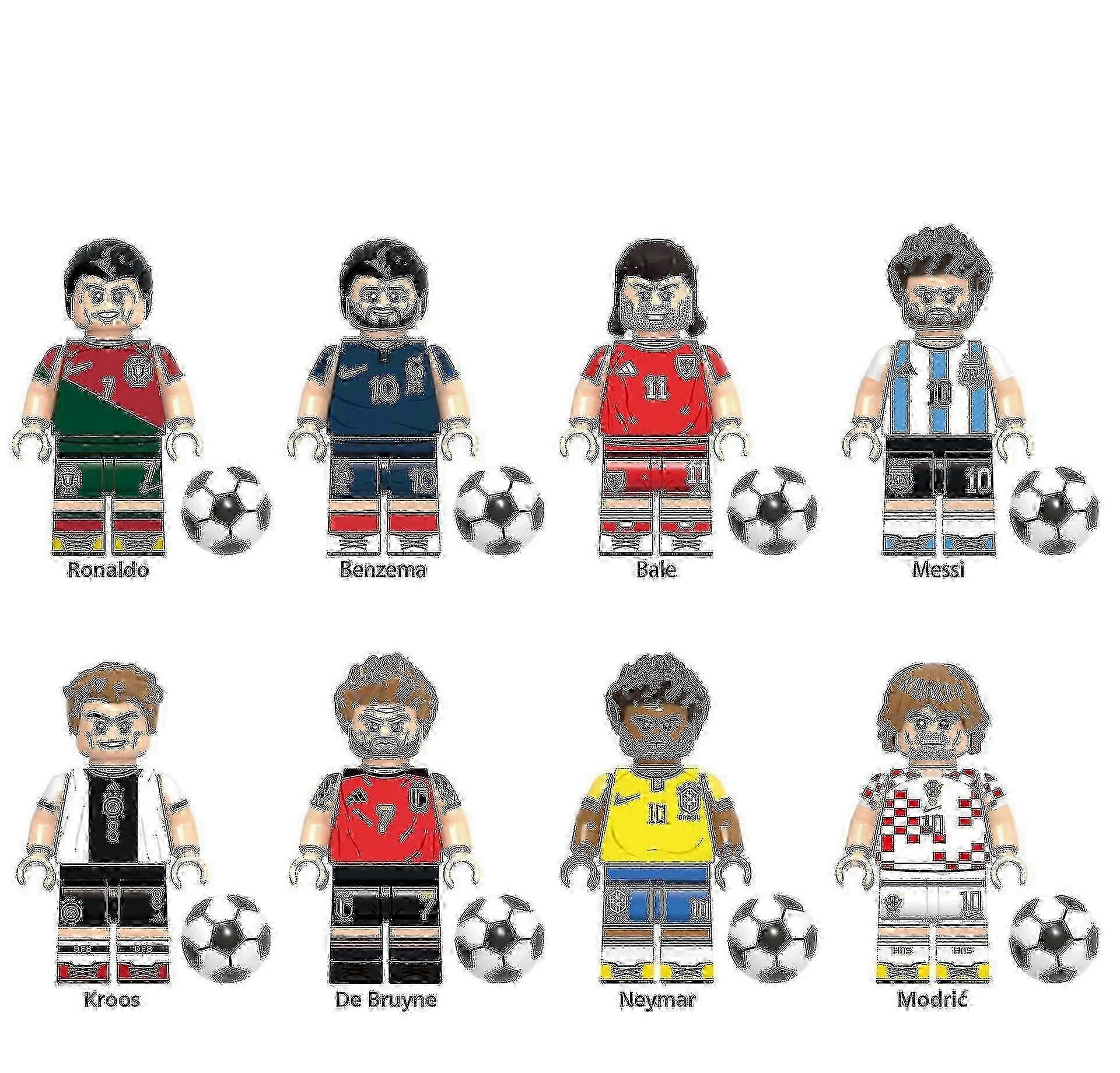 ワールドカップサッカースターフィギュアビルディングブロックキッズおもちゃ4.5cmセット8個