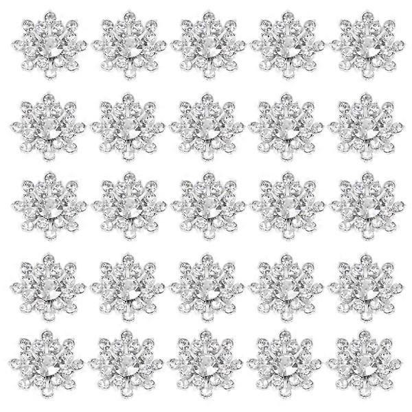30 Pcs Exquisite Snow Star Rhinestone Buttons DIY Sewing Buttons Clothes Rhinestone Button Decoration (1.5X1.5cm, Silver 1)