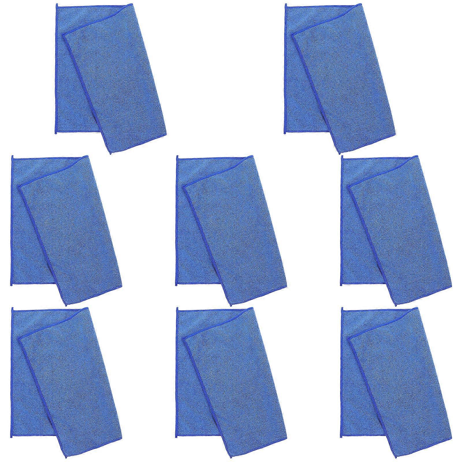 Blue Fiber Cleaning Towels for Home Use with Water Absorption and Durability 8 pcs