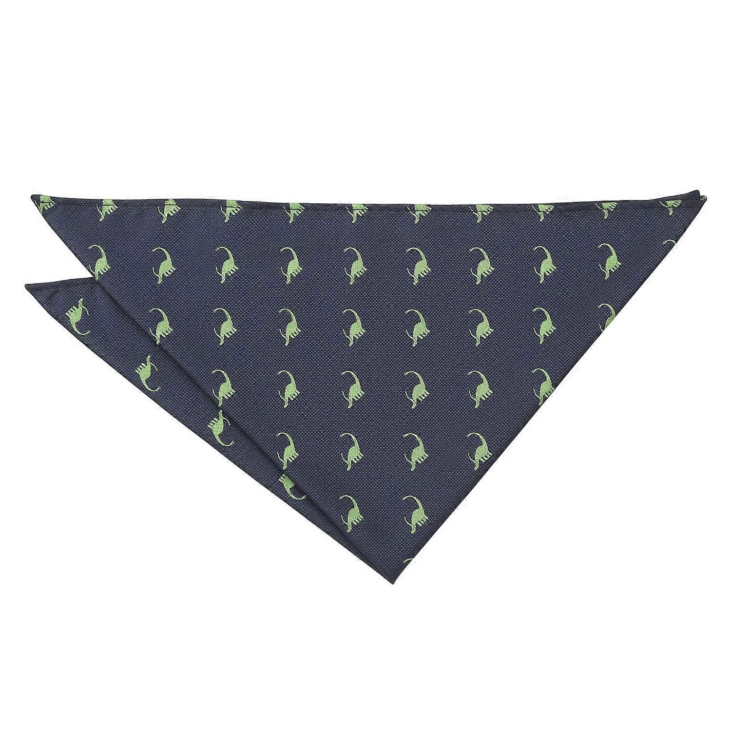 Navy Blue Brontosaurus Dinosaur Embroidered Pocket Square