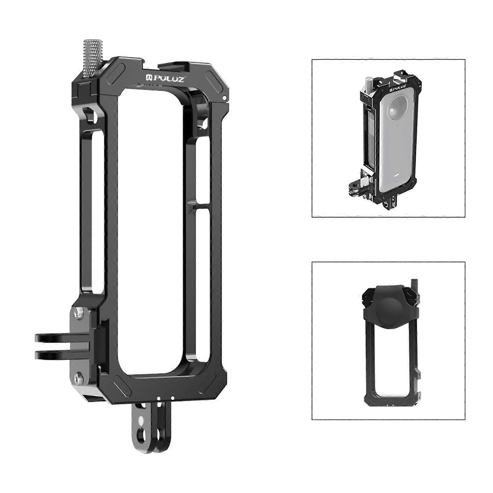 TKdaddy PULUZ PU805B For Insta360 X3 Aluminum Alloy Rabbit Cage Housing Frame with Expand Cold Shoe Mount