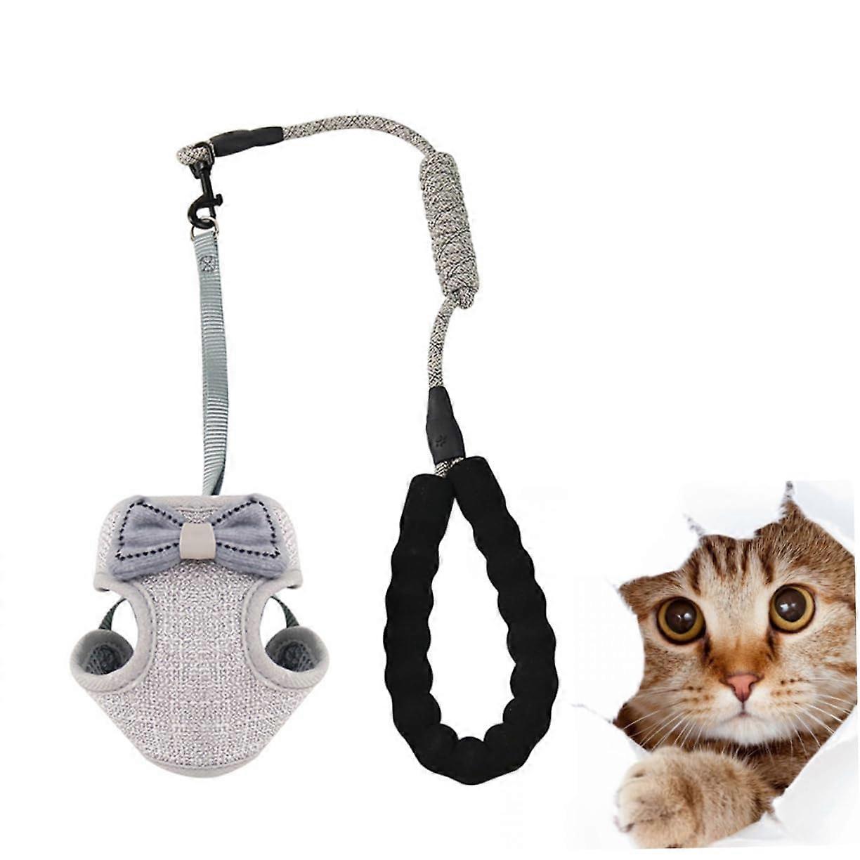 2.5Kg Adjustable Cat Harness With Bowknot Design, Breathable Chest Strap, Durable And Easy To Clean For Daily Use